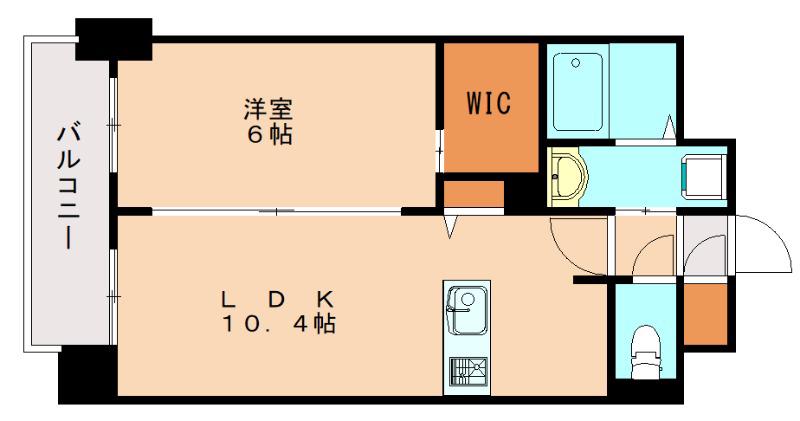 S-RESIDENCE中呉服(1LDK/4階)の間取り写真