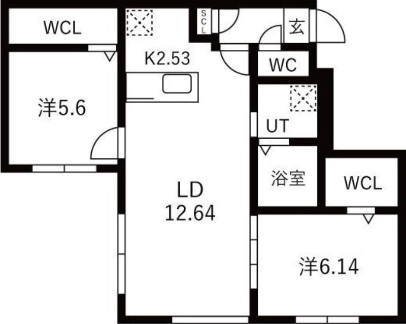 VILLAGE KOTONIヴィレッジ琴似(2LDK/1階)の間取り写真
