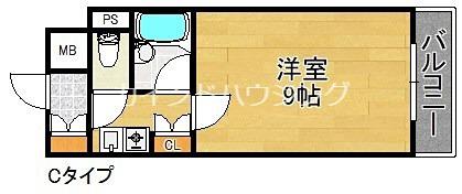 ビバリーヒルズ玉出西(1K/4階)の間取り写真