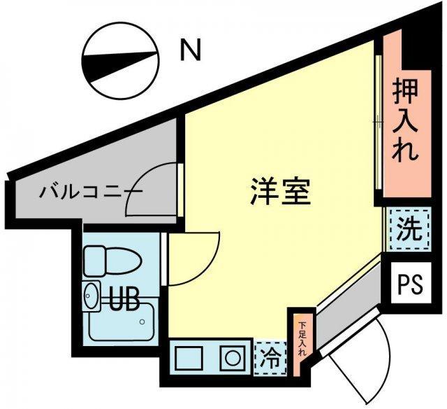 生麦栗山ハイツ(ワンルーム/6階)の間取り写真