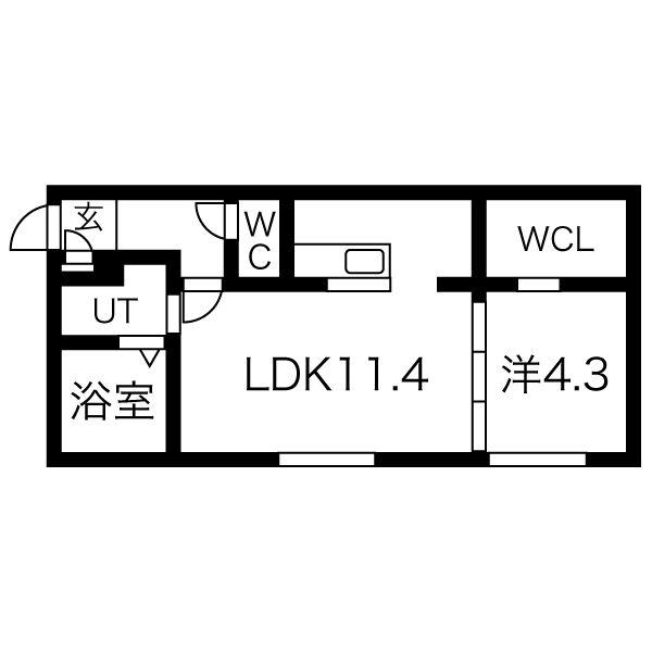 PECHE山鼻D(1LDK/3階)の間取り写真