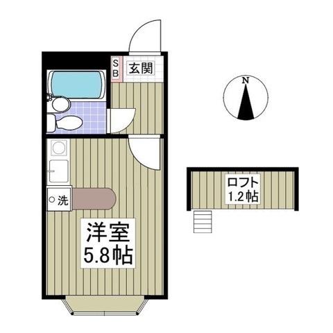 ベルピア・川越第1-2(ワンルーム/1階)の間取り写真