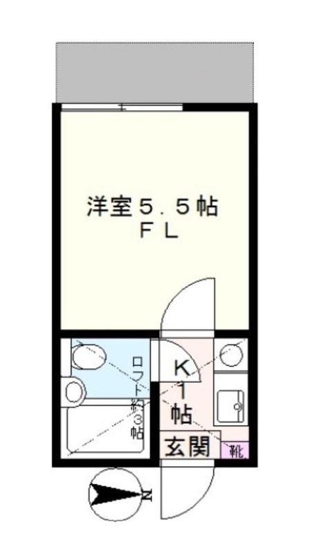 BCASA北越谷RE-BORN(1K/1階)の間取り写真