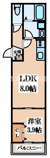 D PORTA REFINARD(1LDK/3階)の間取り写真