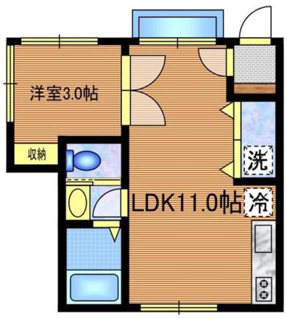 西武新宿線 東伏見駅 徒歩12分 2階建 築5年(1LDK/1階)の間取り写真
