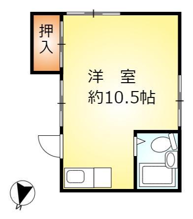 木曽根アパート(ワンルーム/2階)の間取り写真