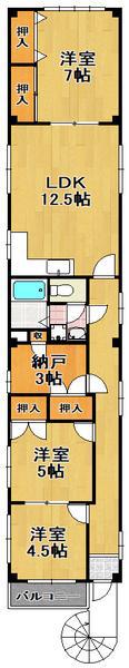グリーンコート大正(3SLDK/1階)の間取り写真