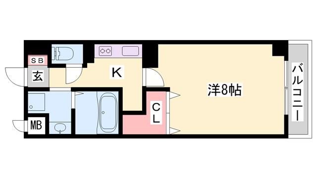 クレストコート加古川(1K/3階)の間取り写真