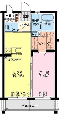 サンリットSR 鶴町(1LDK/1階)の間取り写真