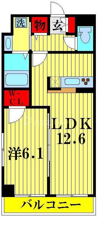 ベルグラース(1LDK/5階)の間取り写真