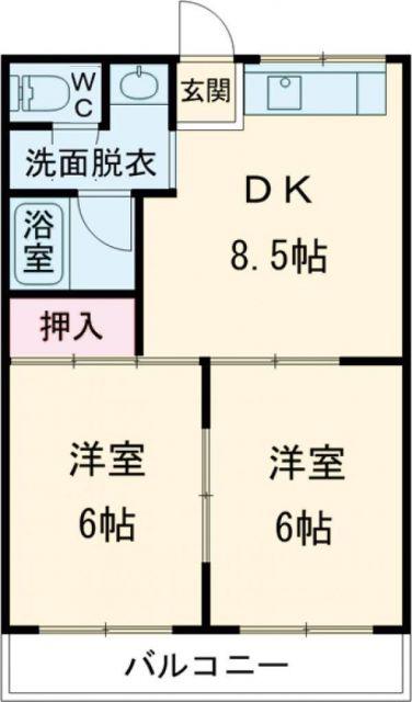ノース・ファイブ(2DK/3階)の間取り写真
