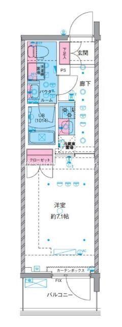 ジェノヴィア横浜石川町(1K/9階)の間取り写真