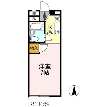パインヒルズ(ワンルーム/2階)の間取り写真