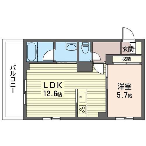 NORD 代沢(1LDK/3階)の間取り写真