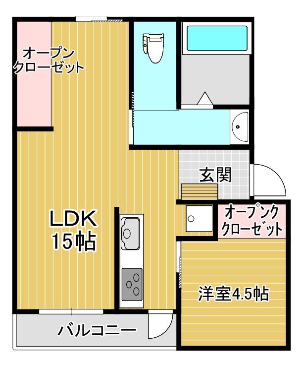 ガーデニア甲斐(1LDK/3階)の間取り写真