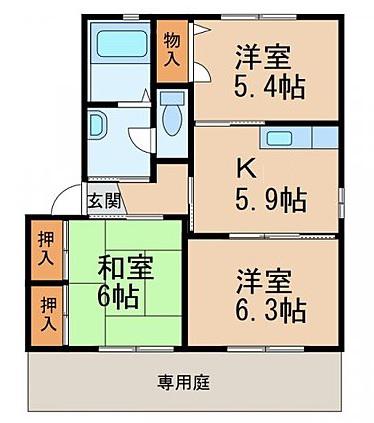 JR和歌山線 船戸駅 徒歩40分 2階建 築25年(3K/1階)の間取り写真