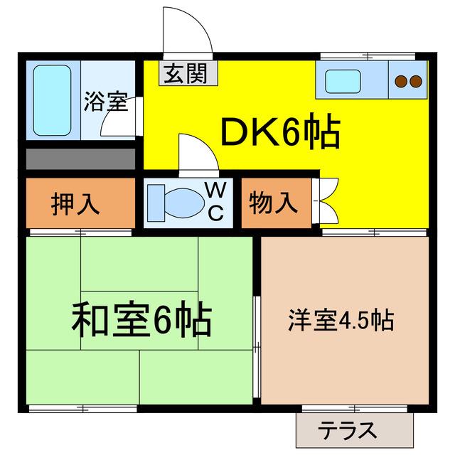 コーポマルセ(2DK/1階)の間取り写真