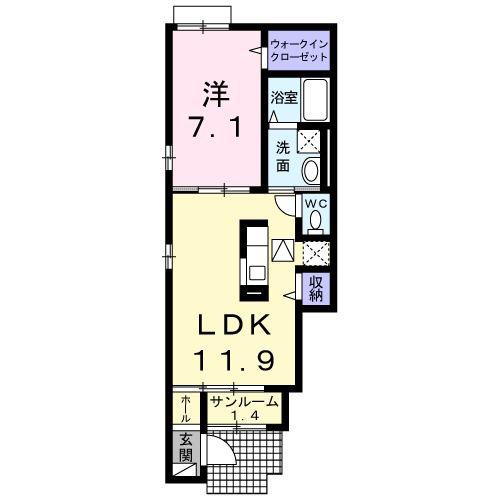 近江鉄道八日市線 八日市駅 徒歩23分 2階建 築11年(1LDK/1階)の間取り写真
