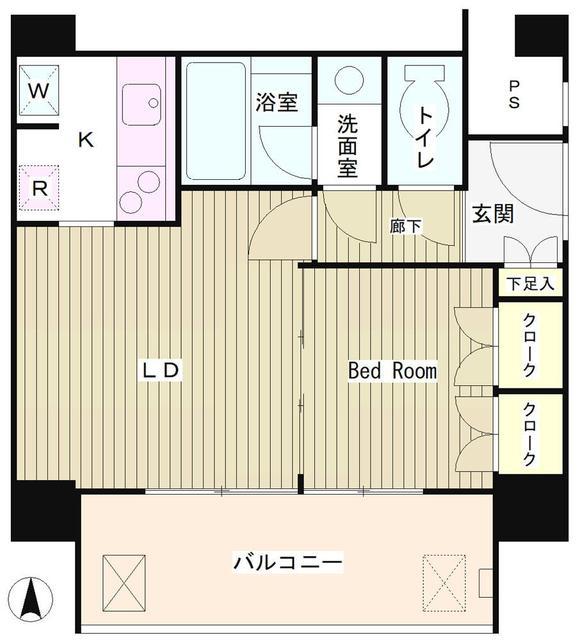 RIVER&TOWER(1LDK/4階)の間取り写真