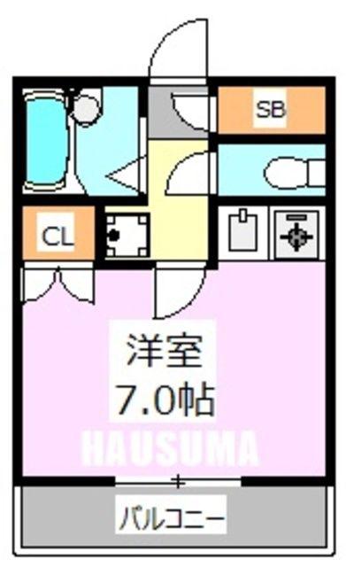 デュール・マキ(ワンルーム/2階)の間取り写真