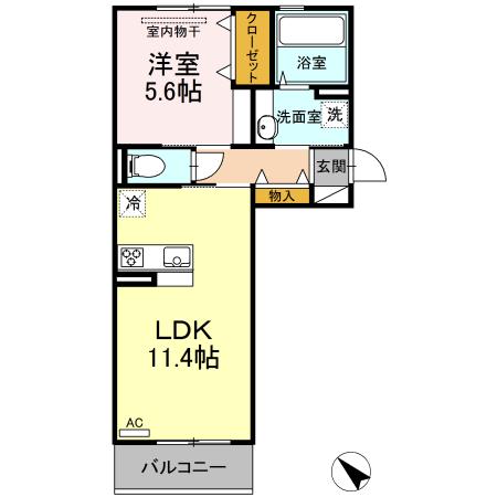 エスポワールヴィラ B203(1LDK/2階)の間取り写真