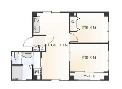 リッツお茶の水(2LDK/4階)の間取り写真