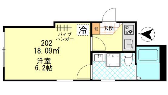 ベルフラッツ東武練馬(1K/2階)の間取り写真