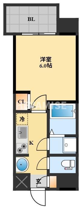 ヴィオラ花丘(1K/9階)の間取り写真