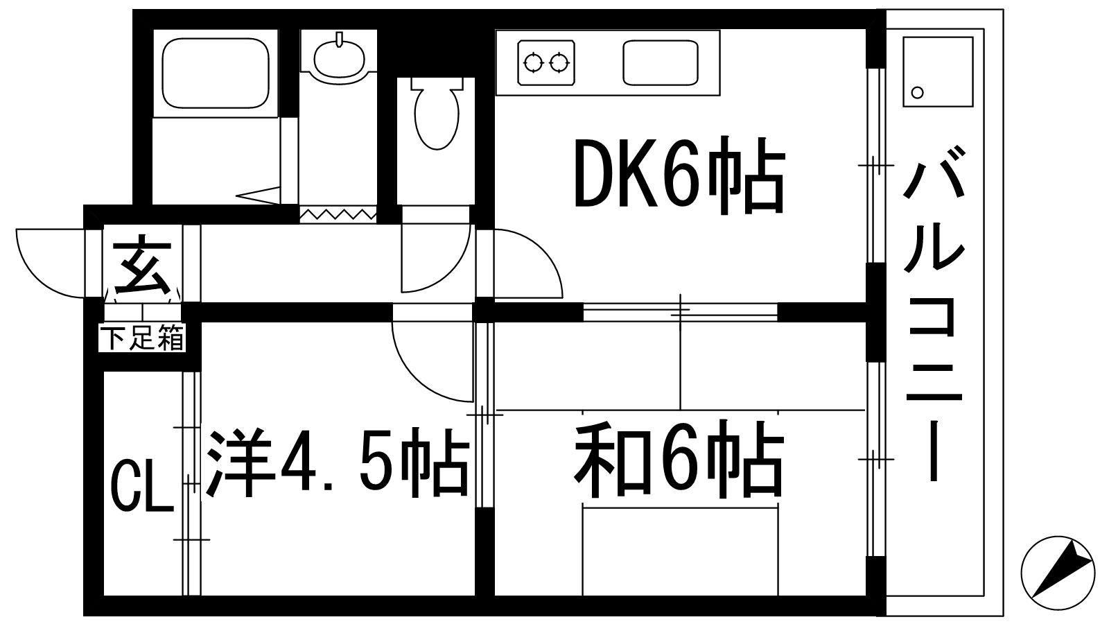 マリンコート川西(2DK/3階)の間取り写真