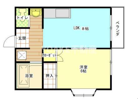 東林間スカイコーポ(1LDK/2階)の間取り写真