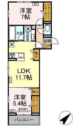 フレアII(2LDK/3階)の間取り写真