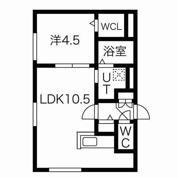 ハレービュー麻生(1LDK/1階)の間取り写真
