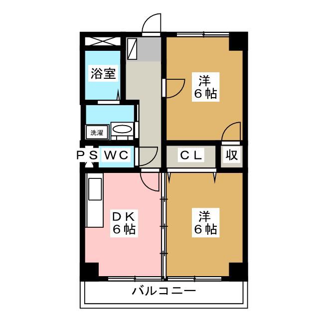 プリムローズ朝倉(2DK/1階)の間取り写真