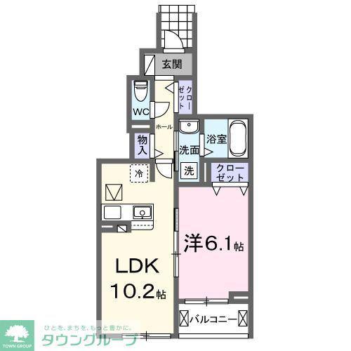 HI-ROSETTA D(1LDK/1階)の間取り写真
