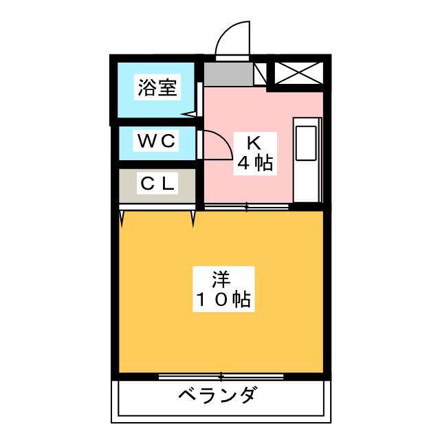 ラクシュリー祝田(1K/1階)の間取り写真