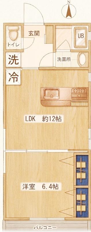 エスペランサ目黒(1LDK/2階)の間取り写真