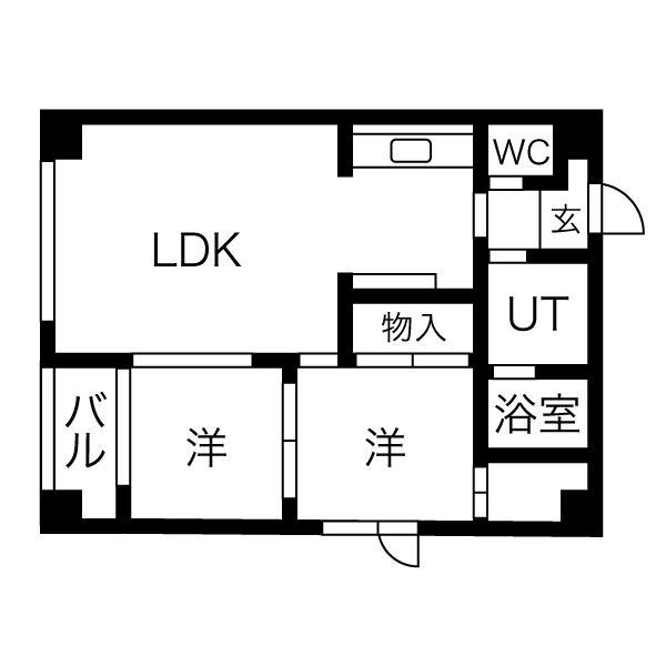 アメニティ美香保(2LDK/3階)の間取り写真