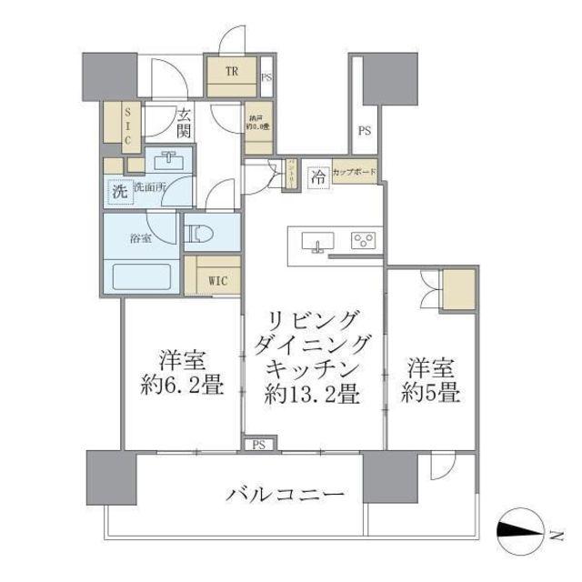 BRILLIATOWR池袋(2LDK/22階)の間取り写真