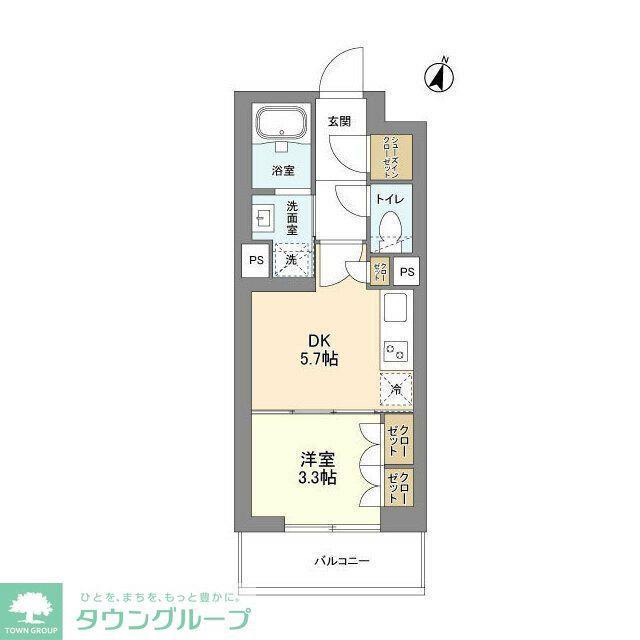コスモグラシア学芸大学(1DK/2階)の間取り写真