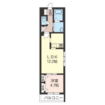 ブランシュネイジュ A(1LDK/1階)の間取り写真