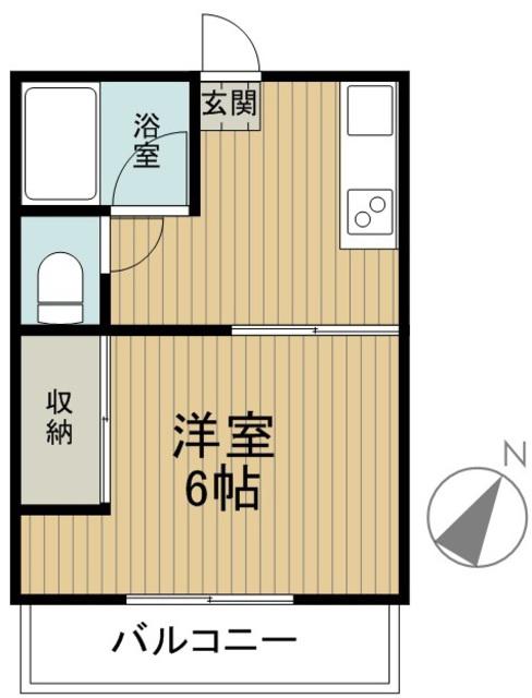 コットンハウス(1K/2階)の間取り写真