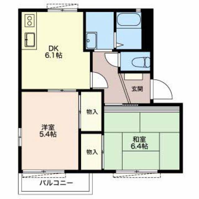 フルール(2DK/2階)の間取り写真