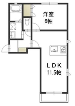 ラ・セーヌ福成 A棟(1LDK/2階)の間取り写真