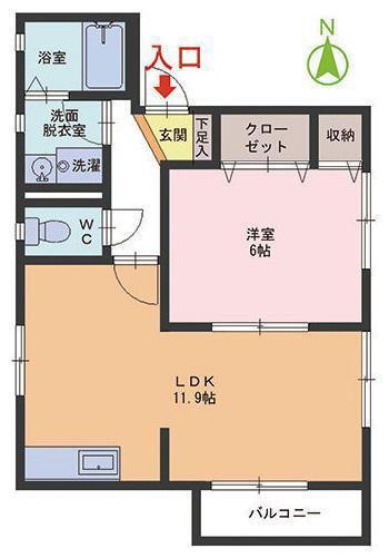 ドミールUNO II(1LDK/1階)の間取り写真