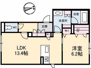 シャーメゾン宇品(1LDK/1階)の間取り写真