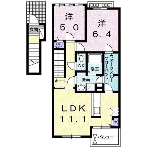 ラッフィナート(2LDK/2階)の間取り写真