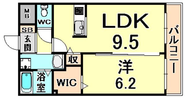 ディアコート立花(1LDK/3階)の間取り写真