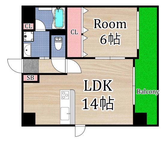 レジディア城北公園通(1LDK/4階)の間取り写真