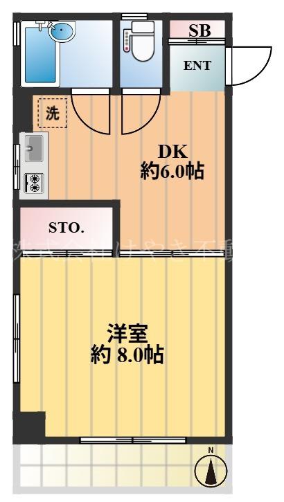 六甲ハイム(1DK/2階)の間取り写真
