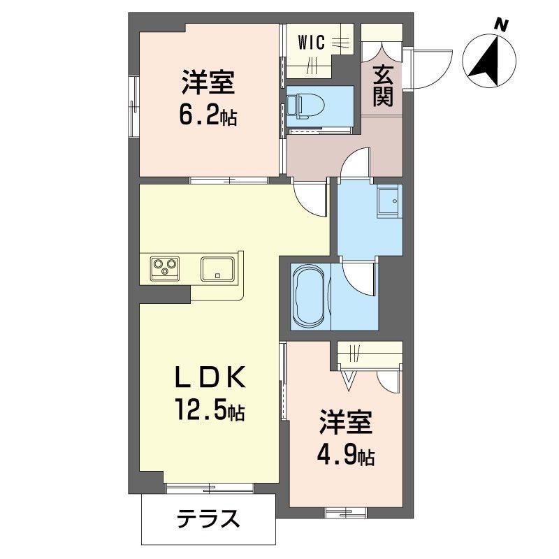 クィンス(2LDK/1階)の間取り写真